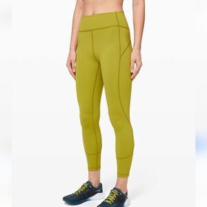 Lululemon Yellow Green High-Waisted Leggings SZ 10
